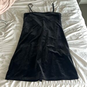 Black velvet mini dress
